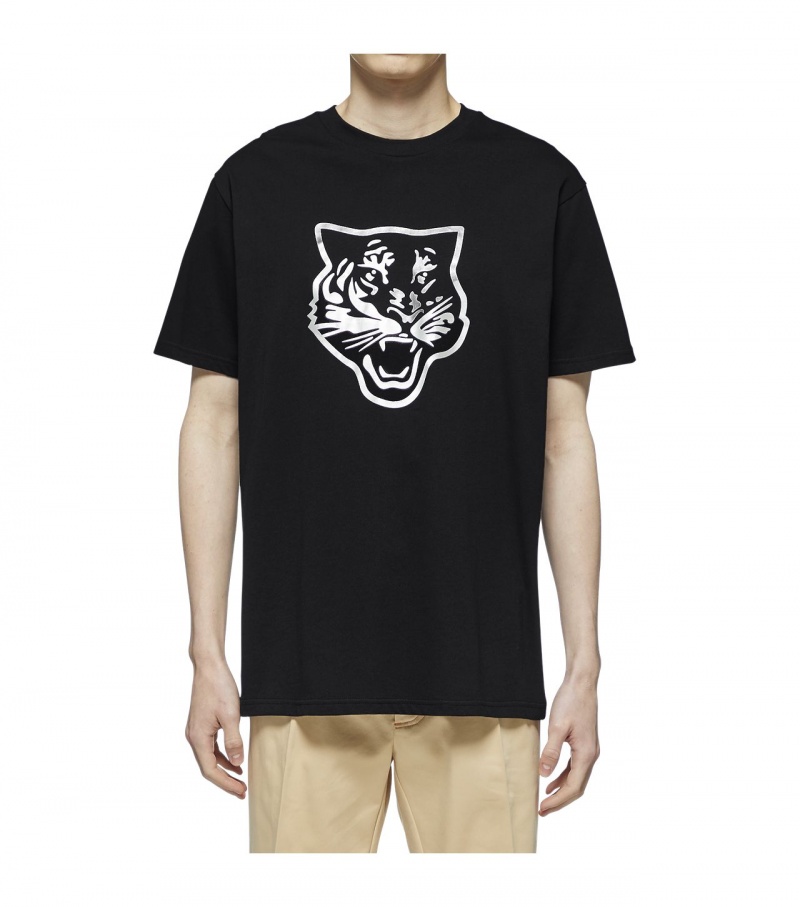 Women's Onitsuka Tiger Logo Graphic T T Shirts Black / Silver | 98106-LSMF