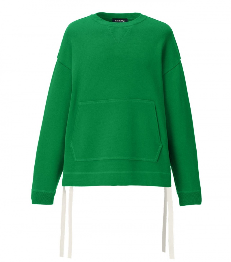 Women\'s Onitsuka Tiger Ls Knit Tops Green | 24013-NVJS