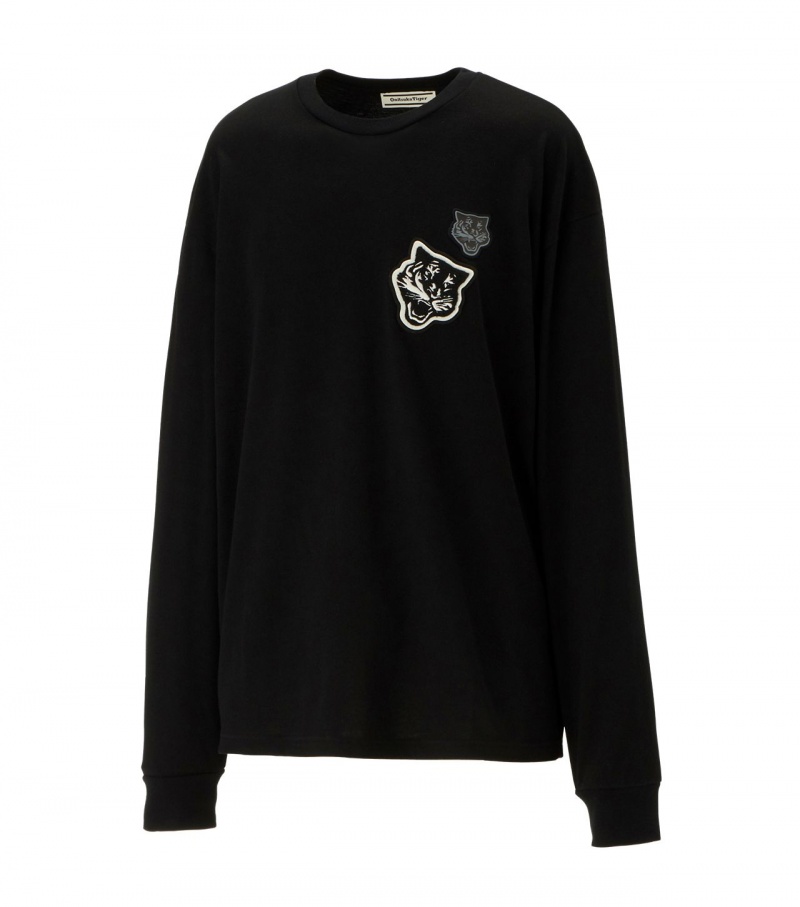 Women's Onitsuka Tiger Ls T Shirts Black | 59167-DLQJ