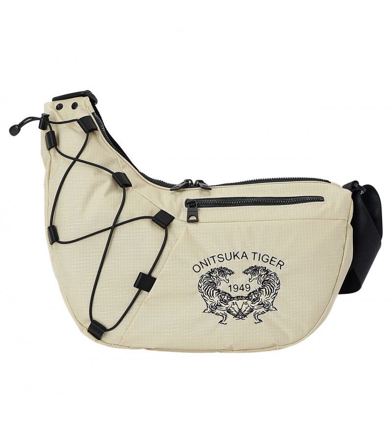 Women\'s Onitsuka Tiger Messenger Bag Bags Beige / Black | 09148-DZKH