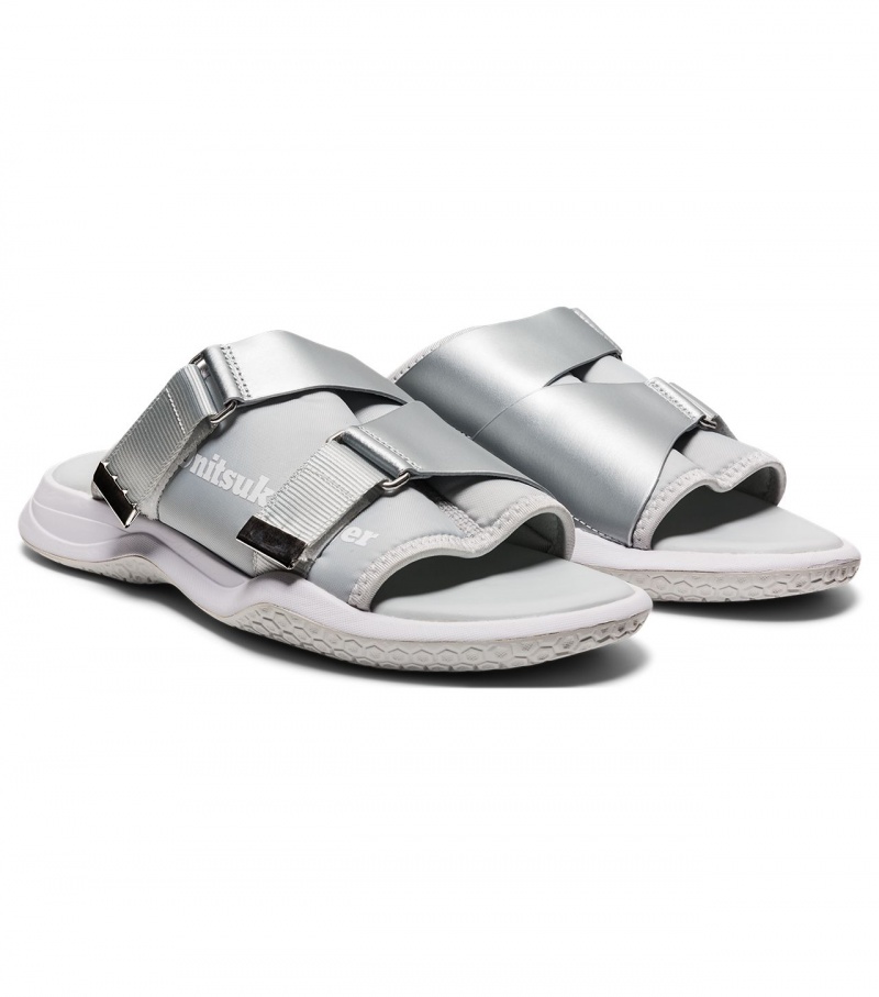 Women's Onitsuka Tiger Ohbori Slider Sandals Grey / White | 68209-SKDG