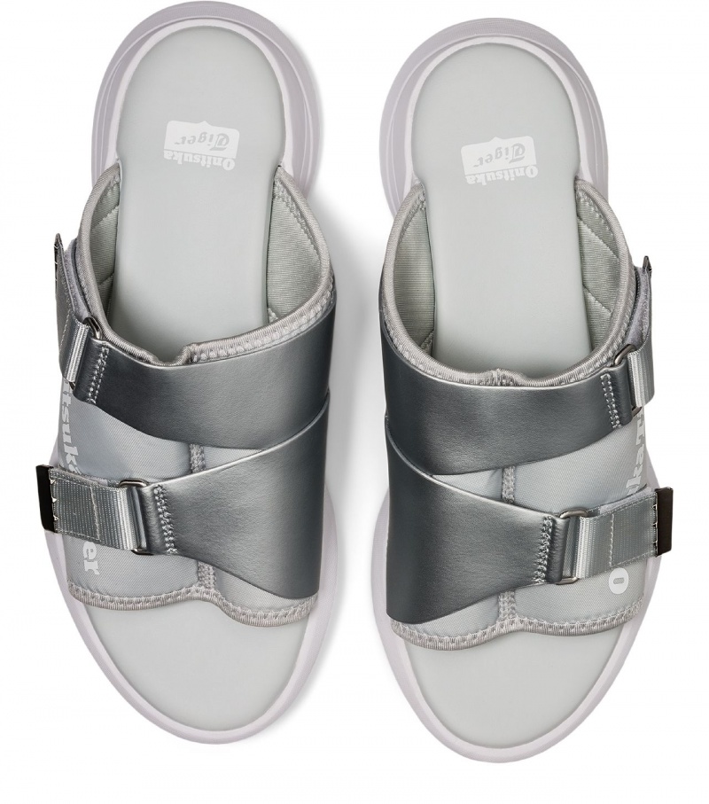 Women's Onitsuka Tiger Ohbori Slider Sandals Grey / White | 68209-SKDG