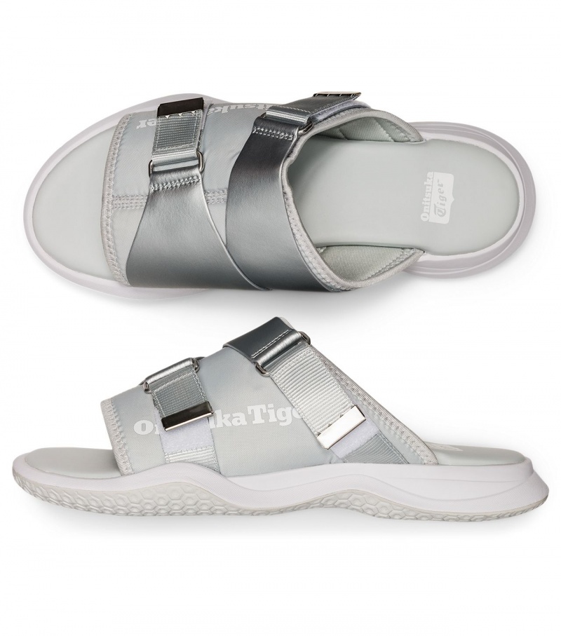 Women's Onitsuka Tiger Ohbori Slider Sandals Grey / White | 68209-SKDG