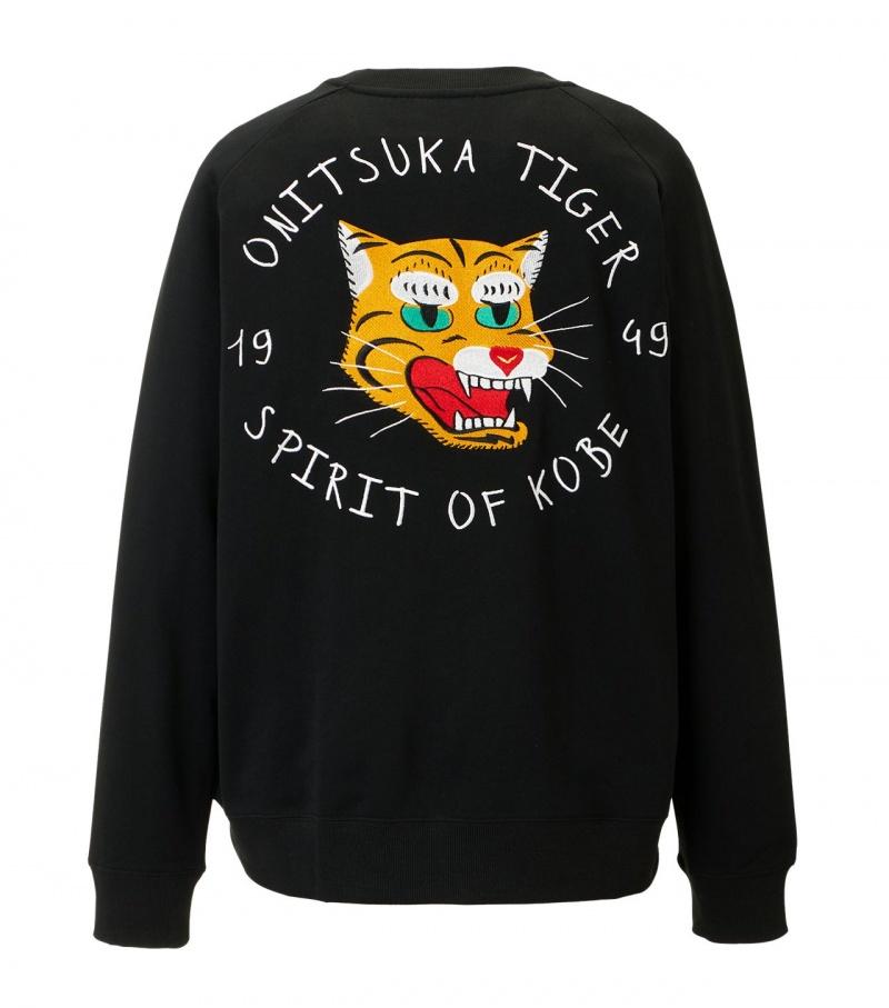 Women's Onitsuka Tiger Sweat Tops Black | 38491-UHXI