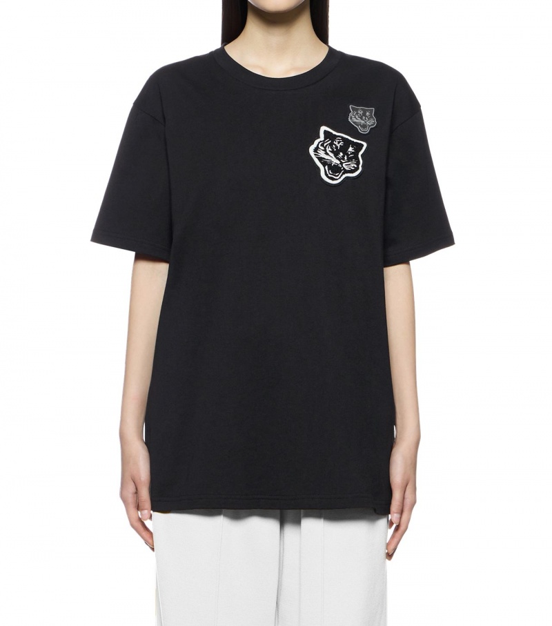 Women's Onitsuka Tiger T Shirts Black | 08945-OXJS