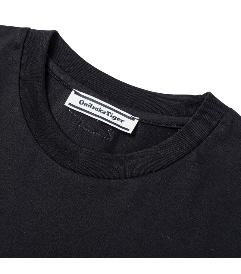 Women's Onitsuka Tiger T Shirts Black | 61374-FKQN