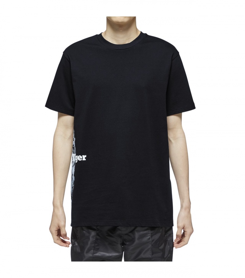 Women's Onitsuka Tiger T Shirts Black / Grey | 17680-XYBN