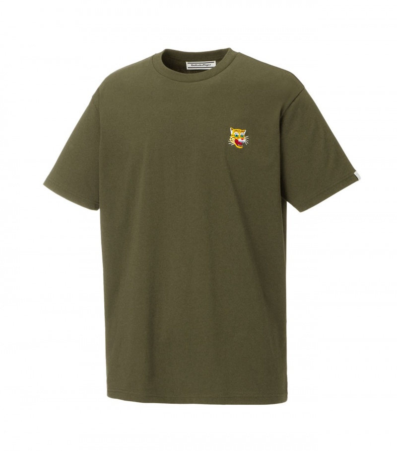 Women's Onitsuka Tiger T Shirts Khaki | 35492-ULQB