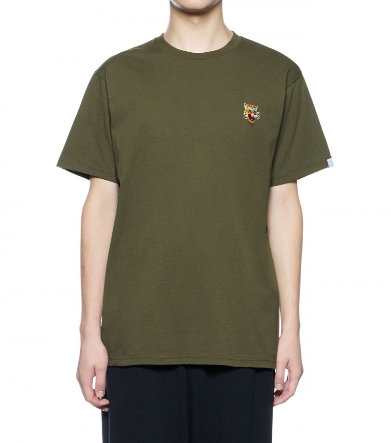 Women's Onitsuka Tiger T Shirts Khaki | 35492-ULQB