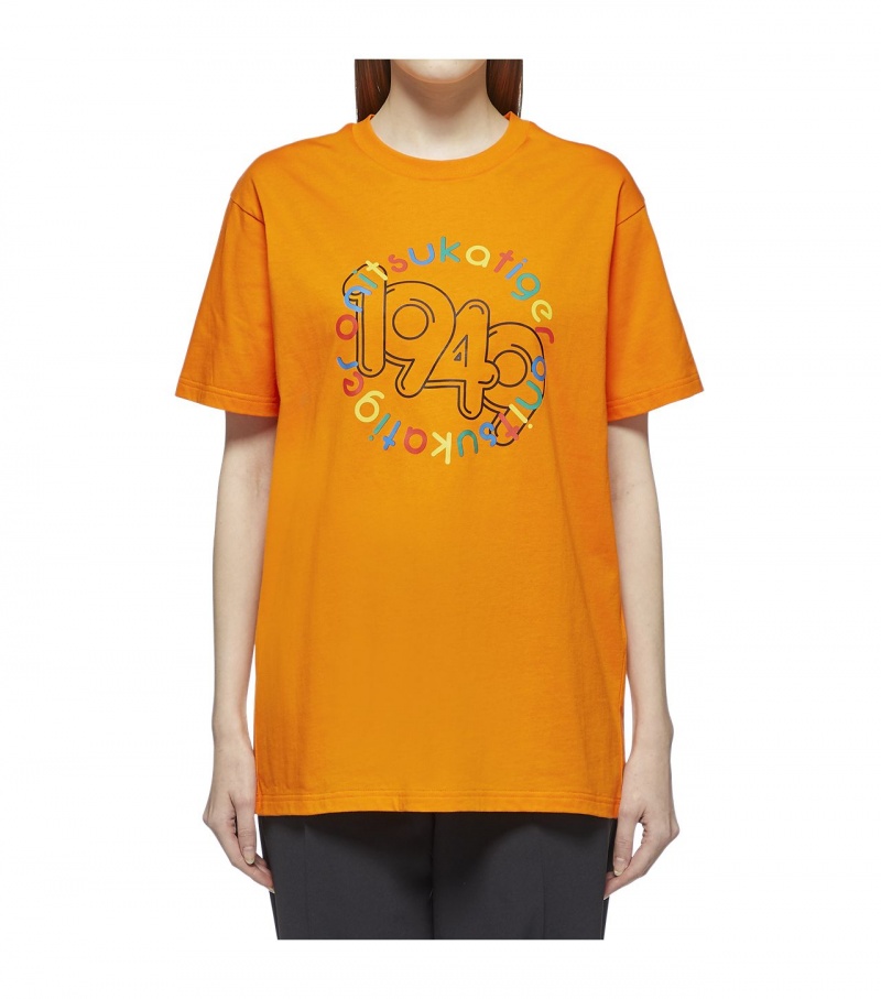 Women's Onitsuka Tiger T Shirts Orange | 85091-GRJU