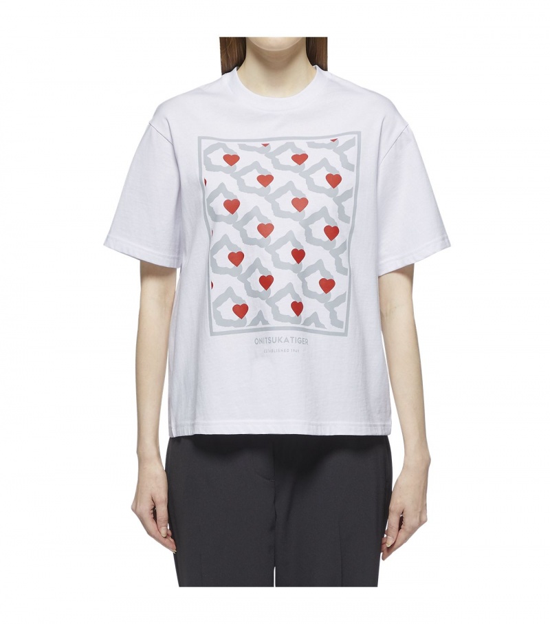 Women's Onitsuka Tiger T Shirts White | 15846-IXLZ