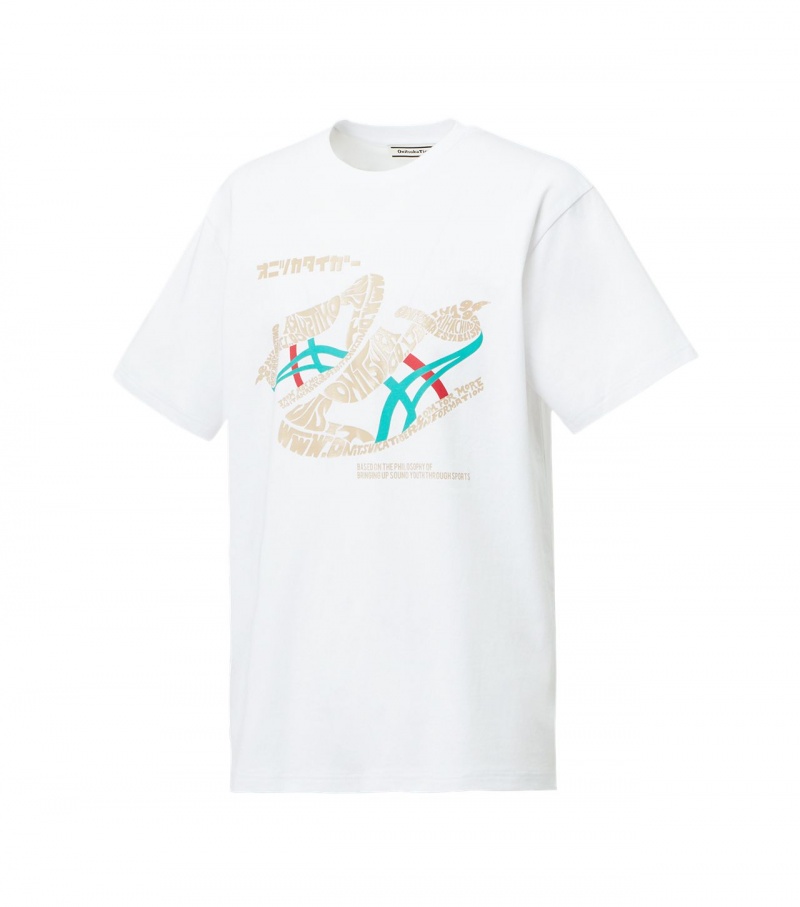 Women's Onitsuka Tiger T Shirts White | 64879-QKNE