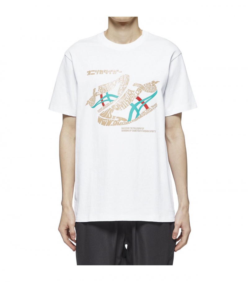 Women's Onitsuka Tiger T Shirts White | 64879-QKNE