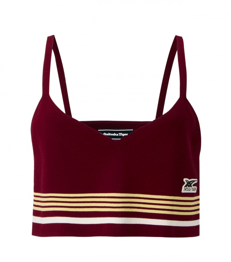 Women\'s Onitsuka Tiger Ws Knit Tops Burgundy Red | 87342-WEHP