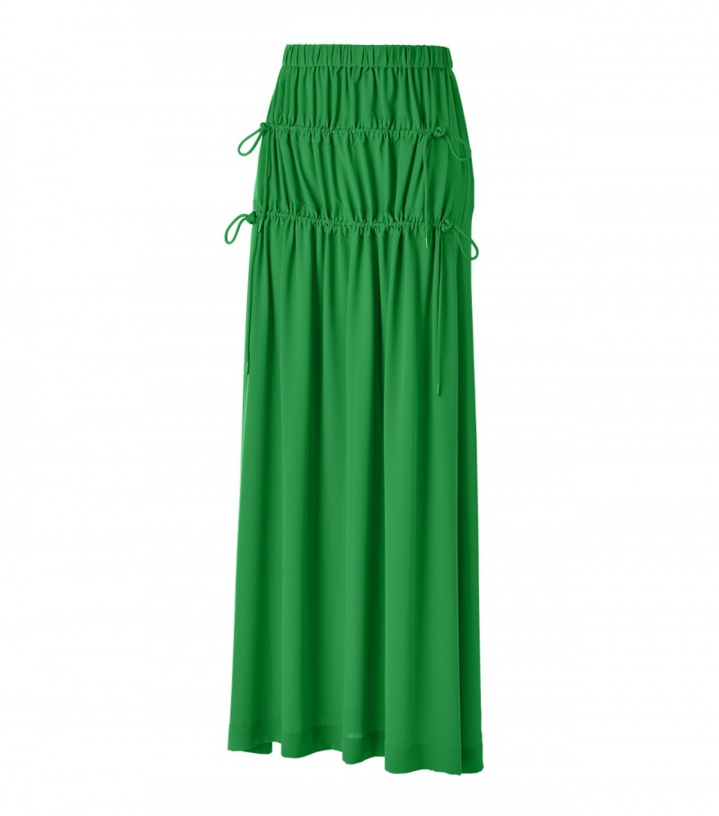 Women's Onitsuka Tiger Ws Long Skirts Green | 19620-MDAE